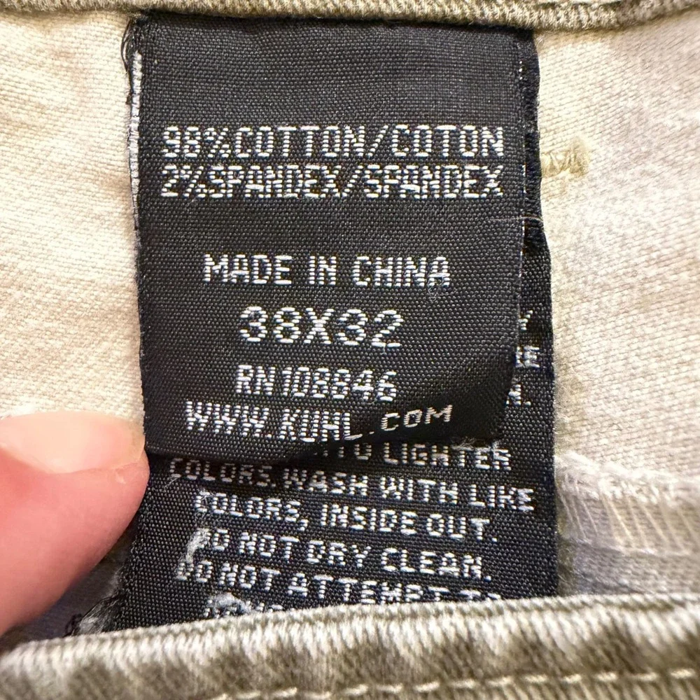 Kuhl Rydr Pants Mens 38x32 Khaki Brown Cotton Canvas Workwear Articulated Knee